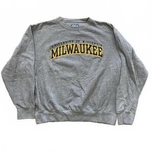 University Of Wisconsin Milwaukee Gray & Yellow Sz Large Long Sleeve Crew Neck